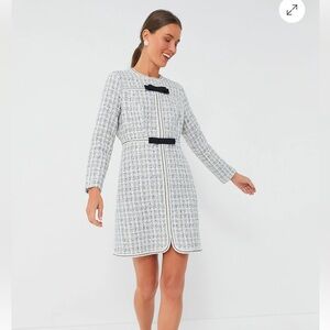 Pomander Place Tuckernuck Ivory Bow Tweed Brigitta Long Sleeve Mini Dress Sz XL